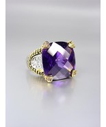 CHUNKY Designer Style Balinese Gold Dots Purple Amethyst CZ Crystal Ring - £29.56 GBP