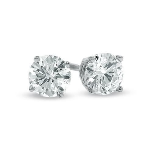 CLASSIC 14kt White Gold Plated 2.5 CT 9mm CZ Crystal Solitaire Stud Earrings