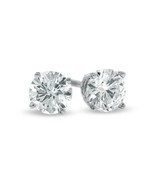 CLASSIC 14kt White Gold Plated 2.5 CT 9mm CZ Crystal Solitaire Stud Earr... - £16.06 GBP