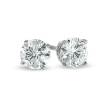 CLASSIC 14kt White Gold Plated .25 CT 4mm CZ Crystal Solitaire Stud Earrings - £10.38 GBP