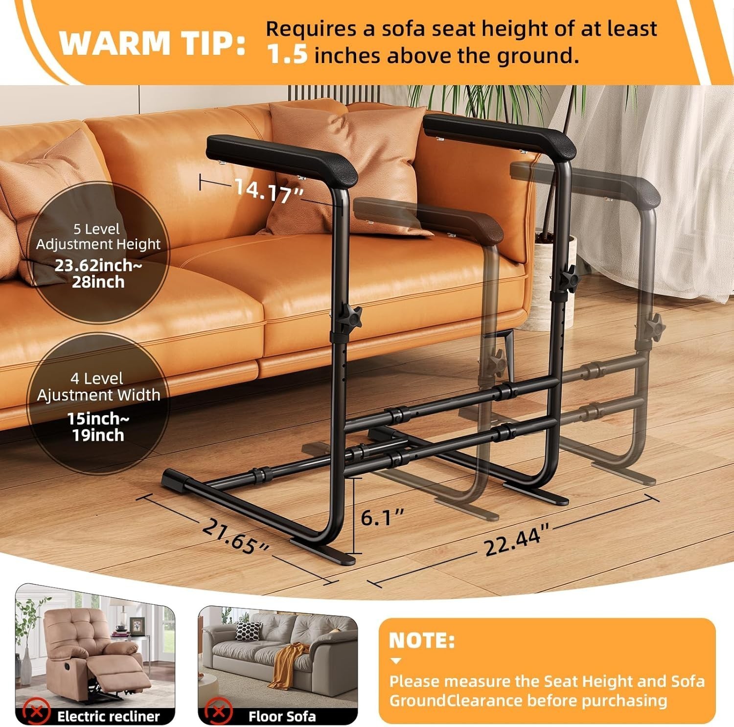 Couch, Chair, etc. Stand Assist w/ Handle for Elderly, Height & Width Adjustable Item image 7