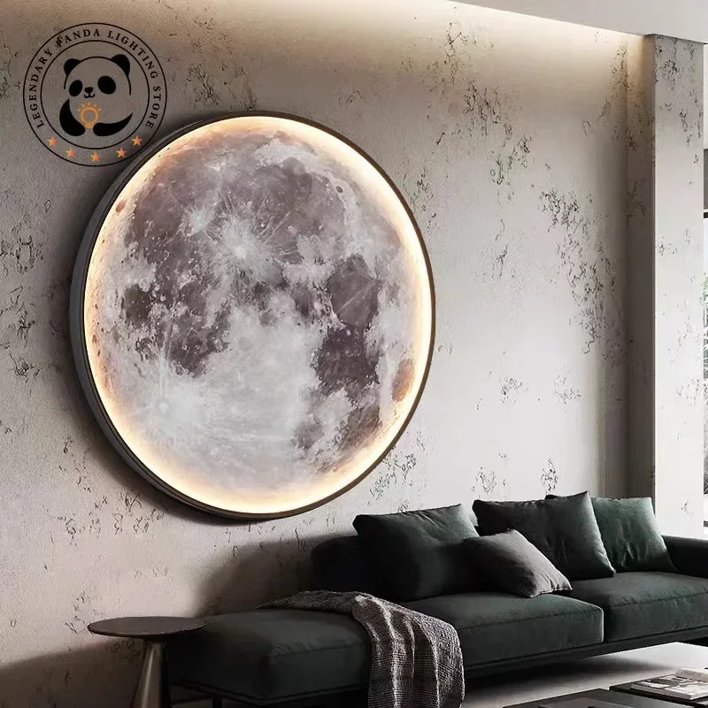 Modern LED Moon/the Earth Dimmable Wall Lamps Light Luxury Indoor Living Room - £59.57 GBP+