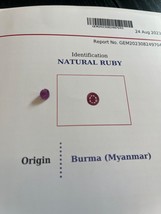 AIG Gemstone Report Natural 1.5 carat Ruby Burma Myanmar Red Oval - $87.05