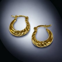 Vintage Gold Over Sterling Silver Hoop small Earrings - £26.37 GBP