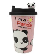 Pink Polkadots Heart 2 Giant Panda Bear Lovers Ceramic Mug With Silicone... - $25.28 CAD