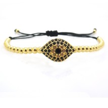 Famous Brand Men Hamsa  Bracelet,Gun Black Color Pave Setting Black &amp; Champagne  - £32.06 GBP