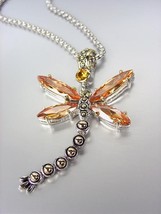 Designer Inspired Chunky Brown Topaz CZ Crystals Balinese Dragonfly Necklace - $29.99