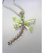 Designer Inspired Chunky Peridot Green CZ Crystals Balinese Dragonfly Ne... - £23.44 GBP