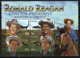 Palau 722 MNH Horses Ronald Reagan Rancher Cowboy Zayix Stamps 0125M0208 - £3.65 GBP