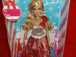 Barbie Holiday Wishes 2013  Doll White Red Sparkle Dress - £23.22 GBP