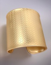 GORGEOUS &amp; CHIC Mat Gold Weave Texture Metal Wide Cuff Bracelet - $18.99