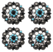 4 Conchos Rhinestone Horse Saddle Western  Berry Turquoise 1.25&quot; CO91 - $24.74