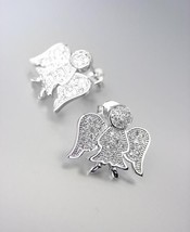 INSPIRATIONAL 18kt White Gold Plated CZ Crystals Guardian Angel Post Ear... - $23.74