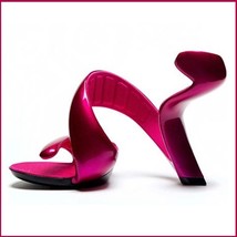 Hot Pink Padded Mojito Swirl Wrap Open Toe Sole-less High Heel Pumps
