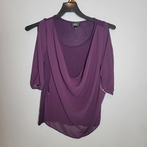 Amy Wear Womens Shirt Top Small Purple Off-Shoulder 3/4 Sleeve Dressy - $12.96