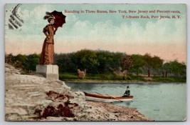 Tri States Standing In Three States Port Jervis NY NJ PA c1911 Postcard C38 - £7.47 GBP