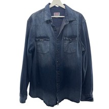 Mossimo Size XL Denim Shirt Pearl Snap Button Down Relaxed Fit Medium Wa... - $23.27