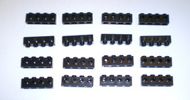 16 Used Lego 1 x 4 Black Technic Brick w Studs on Side 30414  - £7.95 GBP