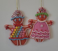 2  Christmas Resin Gingerbread Man And Lady Ornaments - £6.63 GBP