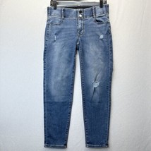 Apt 9 Jeans Womens 6 Ankle Tummy Control Blue Stretch Denim Comfort Distressed - £31.59 GBP