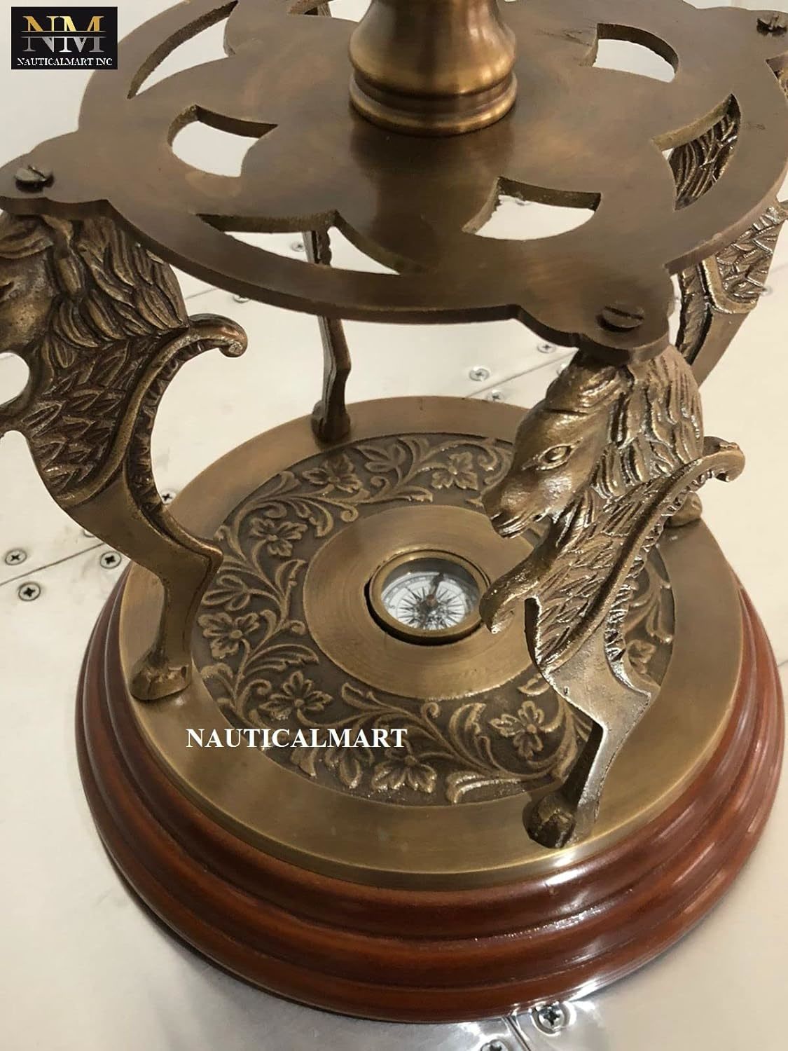 19" Nautical Brass Sphere Engraved Armillary Antique Vintage Globe with Compass Item image 2