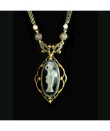 Art Nouveau Necklace Goddess Nymph Antique reverse carved Glass pendant ... - £155.87 GBP
