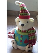 bear christmas cookie jar container matching hat scarf - £12.83 GBP