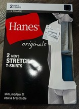 Hanes Originals Men&#39;s 2-Pack T-Shirts Crew Neck Stretch Ultimate Slim Fit ~ XL - £13.15 GBP