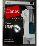 Hanes Originals Men&#39;s 2-Pack T-Shirts Crew Neck Stretch Ultimate Slim Fi... - £13.42 GBP