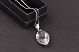 Handcrafted Rhodium Polished Crystal Marquise Shape Women Pendant Necklace Gift - £19.83 GBP+