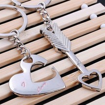 One Set Heart &amp; Key Shape Couple Key Chain Key Ring Valentine&#39;s Day Gift - £12.78 GBP
