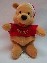 Walt Disney Winnie The Pooh Bear W/ Santa Hat 5" Plush Stuffed Animal Christmas - £11.87 GBP