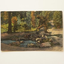 LAKE GEORGE NEW YORK / NATIVE AMERICAN WARRIOR FISHING  - POSTCARD. Rare... - $4.94