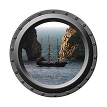 Pirate Ship by the Rocks Porthole Wall Decal - £10.46 GBP