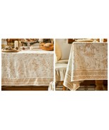 55&quot;x55&quot; Classic Christmas Velvet Tablecloth Block Print Deers Pine Woodland - $71.99