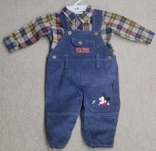 NEW Vintage Disney Babies Mickey Mouse Boy’s SZ 6-9 Months Two Piece Overall Set - £23.72 GBP