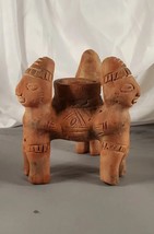 VTG 90&#39;s Terracotta Clay Mayan Aztec Planter Mexican Folk Art Figurine S... - £15.21 GBP