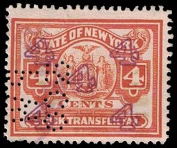 US REVENUE Stamp - New York Stock Transfer, 4c, Overprint 1310 - £1.17 GBP