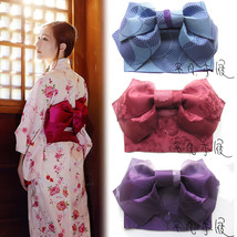 Women Japanese Kimono Yukata Styled Jacquard Bow Tie Hanhaba Obi Belt Co... - $37.99