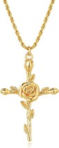  Flower Necklace Rope Cross Pendant - £23.58 GBP