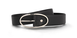 Womens vegan belt apple skin black casual elegant oval buckle clasp squa... - $65.55