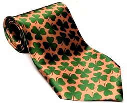 Good Luck St Patricks Day Necktie Irish Green Clover Shamrock 57in Men&#39;s Tie - £10.43 GBP
