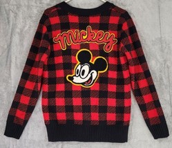 Disney X Forever 21 Mickey Mouse Sweater Womens Small Plaid Preppy Cardigan - £47.70 GBP