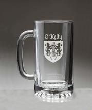 O&#39;Kelly Irish Coat of Arms Glass Beer Mug (Sand Etched) - £22.38 GBP