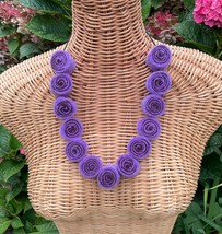 Purple wool necklace, sushi art necklace, felted bead necklace, unique light wei - £31.25 GBP