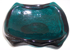 Vintage 1950&#39;s Blenko Aqua Green Color Handmade Sculptured Glass Square Display  - £98.35 GBP