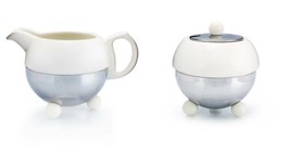 Mariage Freres - « ART DECO 1930 » sugar bowl &amp; milk jug stoneware white enamel - £176.76 GBP
