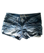 Size 3 Short Shorts Wallflower Juniors Blue Denim Distressed Stretch - £12.24 GBP