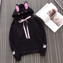 Women Fashion Cute Bunny Hoodie Long Sleeve Lovely Female  Hooded Sweatshirts Gi - £75.53 GBP