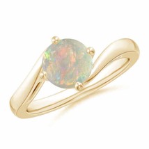 ANGARA Classic Round Opal Solitaire Bypass Ring for Women in 14K Solid Gold - £778.30 GBP
